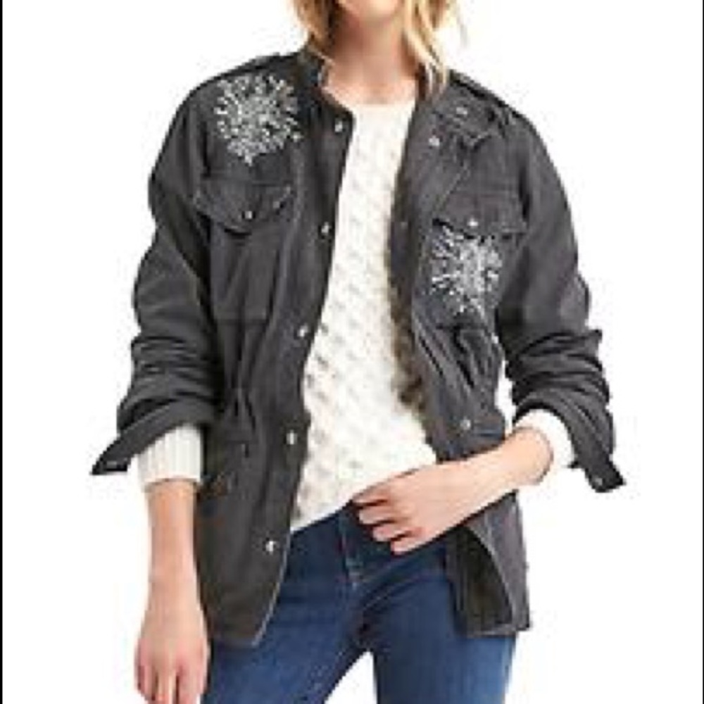 New GAP grey embellished utility jacket